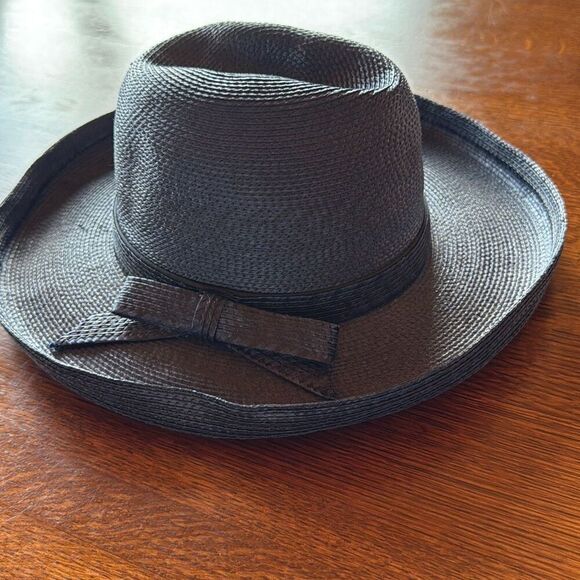 Vintage Don Anderson Blue Straw Fedora Sun‎ Hat Women’s Size Small